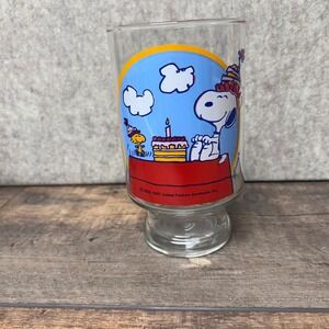 Vintage Snoopy‎ Woodstock "Happy Birthday" Drinking Glass Cup RARE!